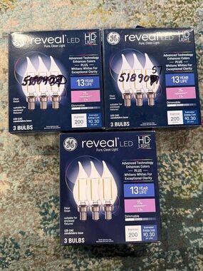 GE Reveal 25w Eq LED 2.5w Bulbs 3 packs of 3